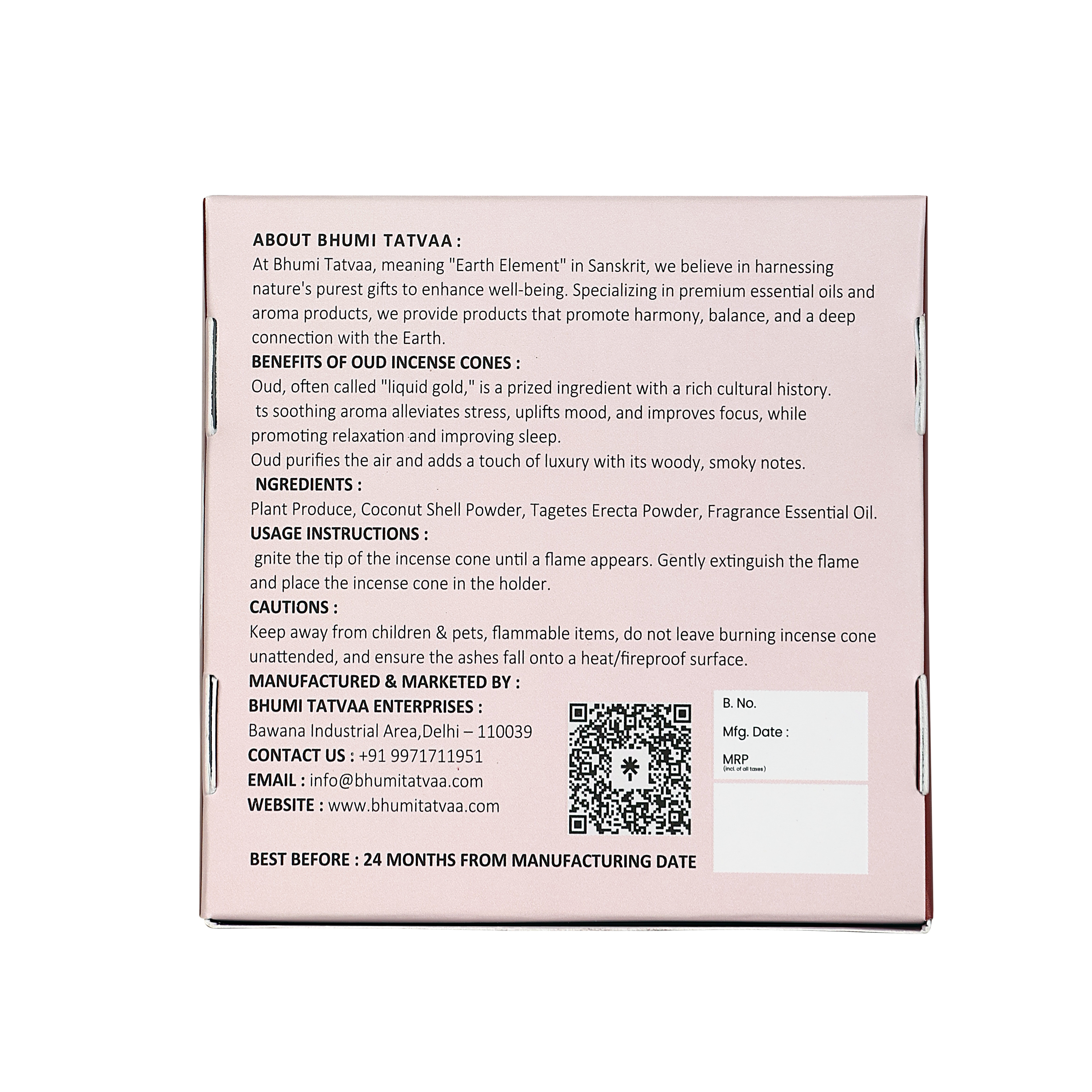 Oud Incense Cones – 40 Cones Pack | Bhumi Tatvaa