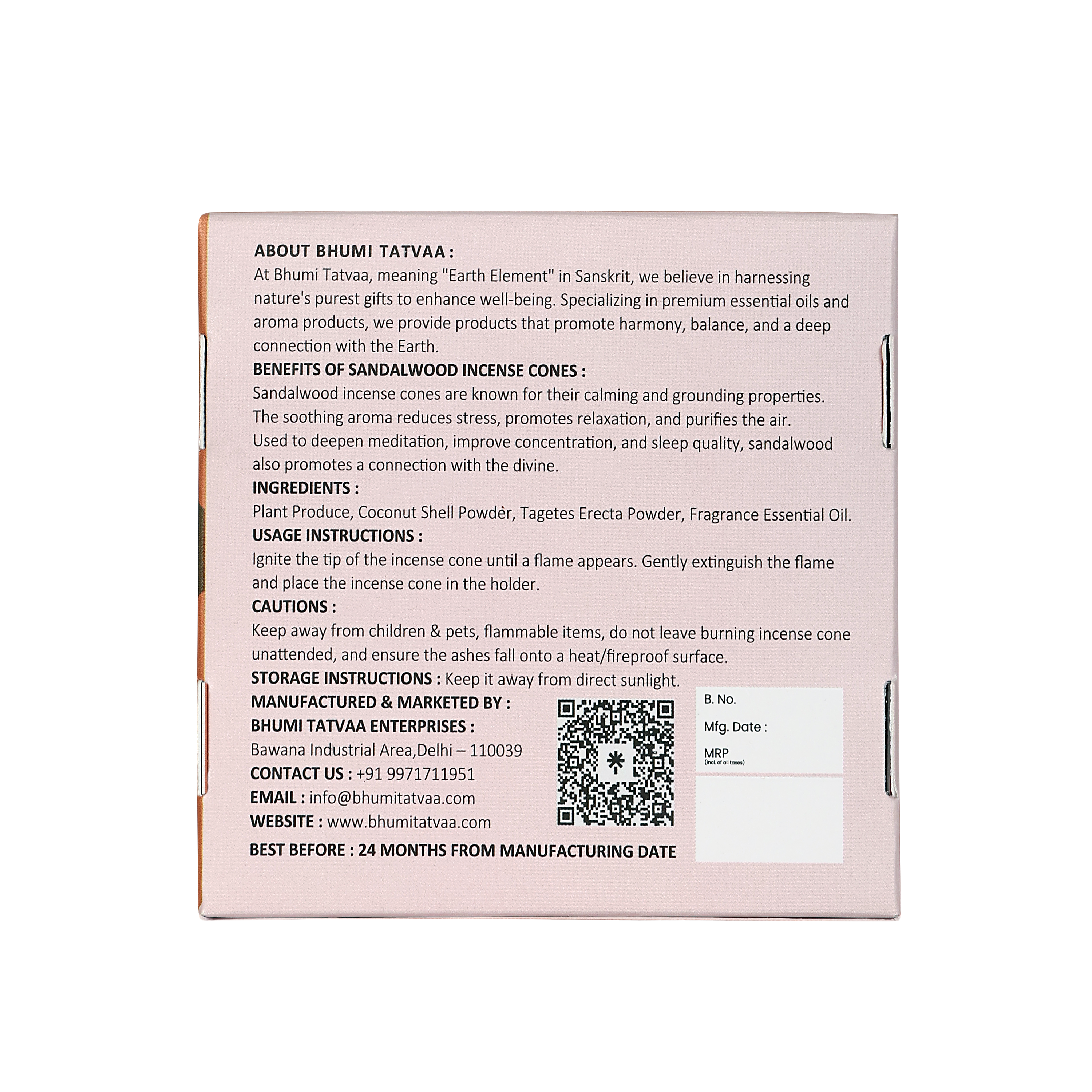 Sandalwood Incense Cones – 40 Cones Pack | Bhumi Tatvaa