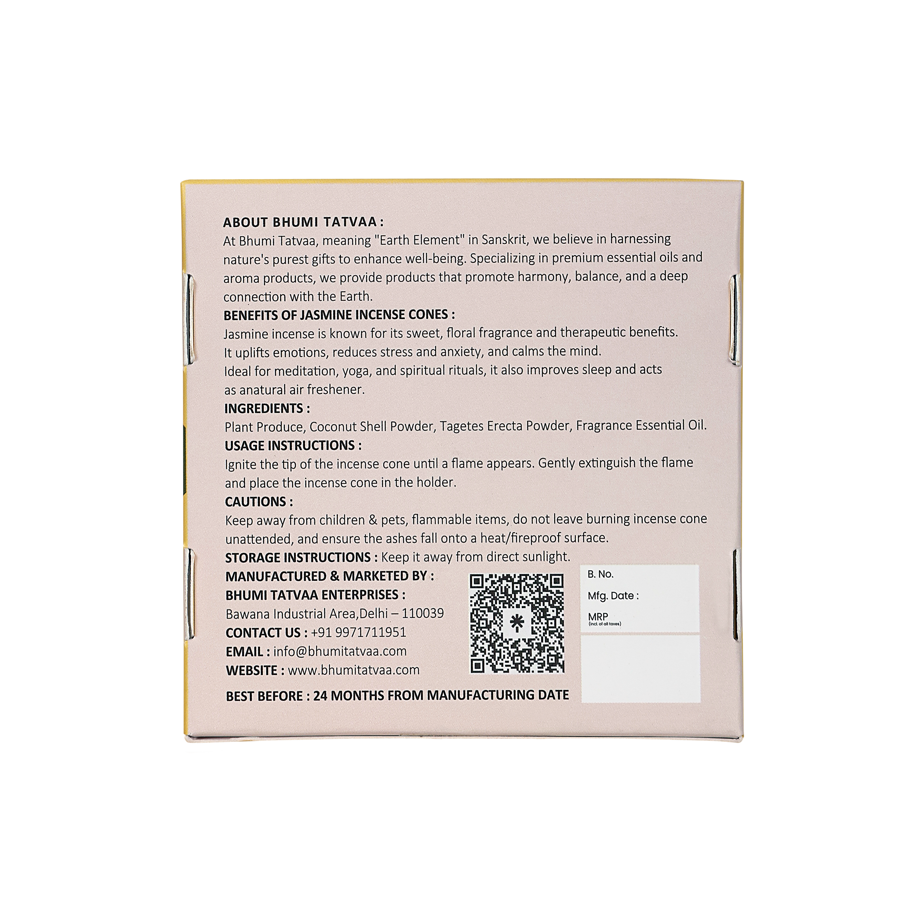 Jasmine Incense Cones – 40 Cones Pack | Bhumi Tatvaa