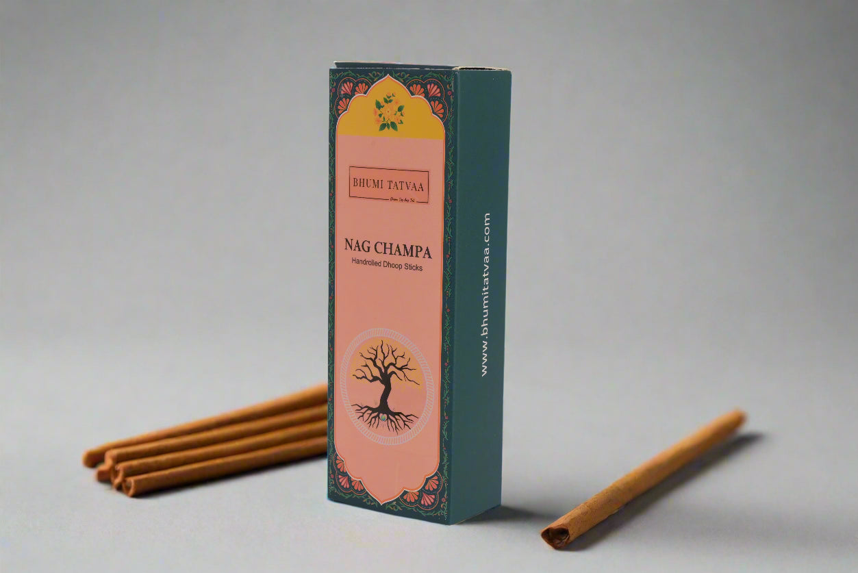 Nag Champa incense box with a white background
