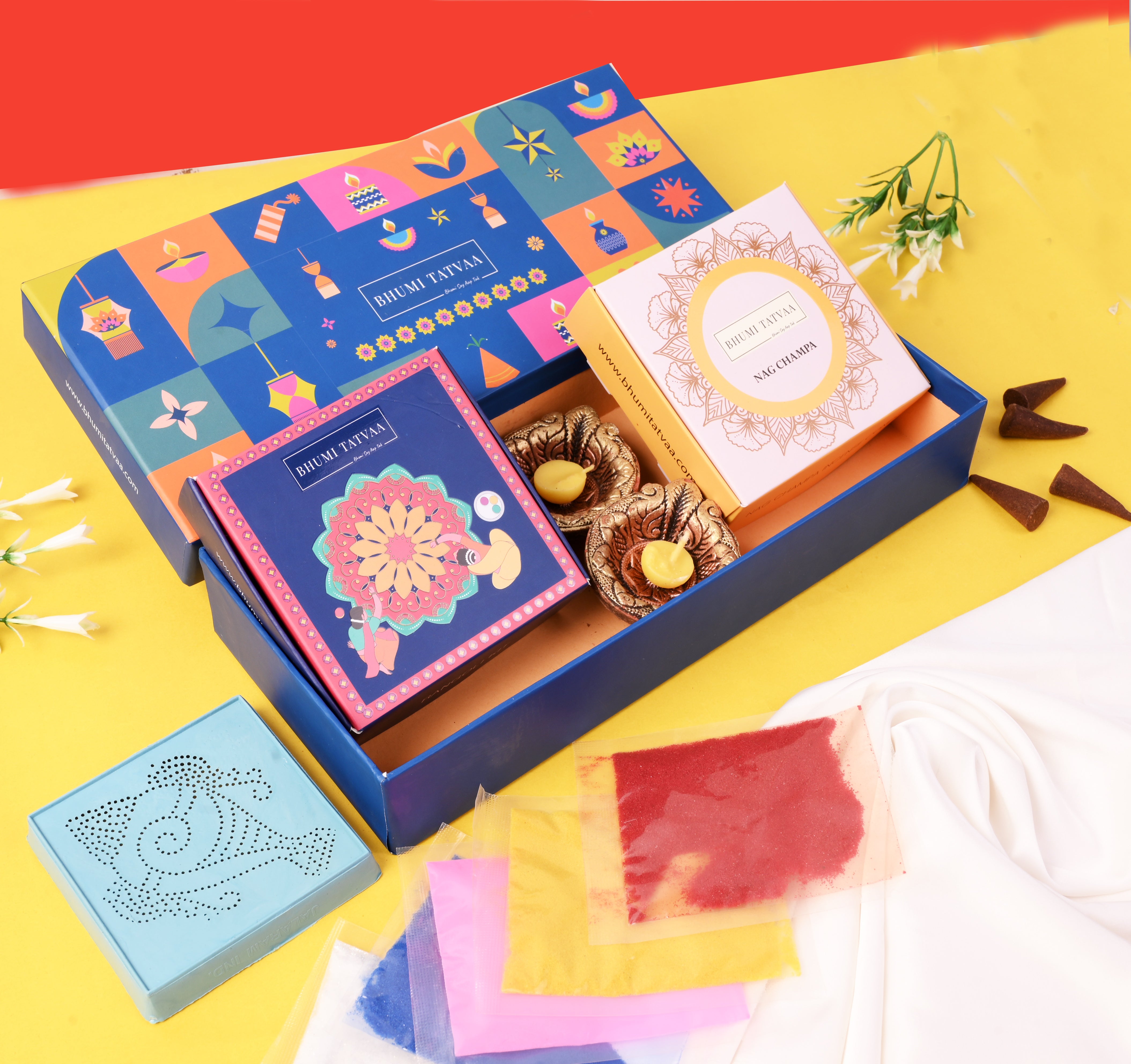 Diwali Radiance Box – Cones, Diyas & Rangoli Kit for Festive Gifting - V
