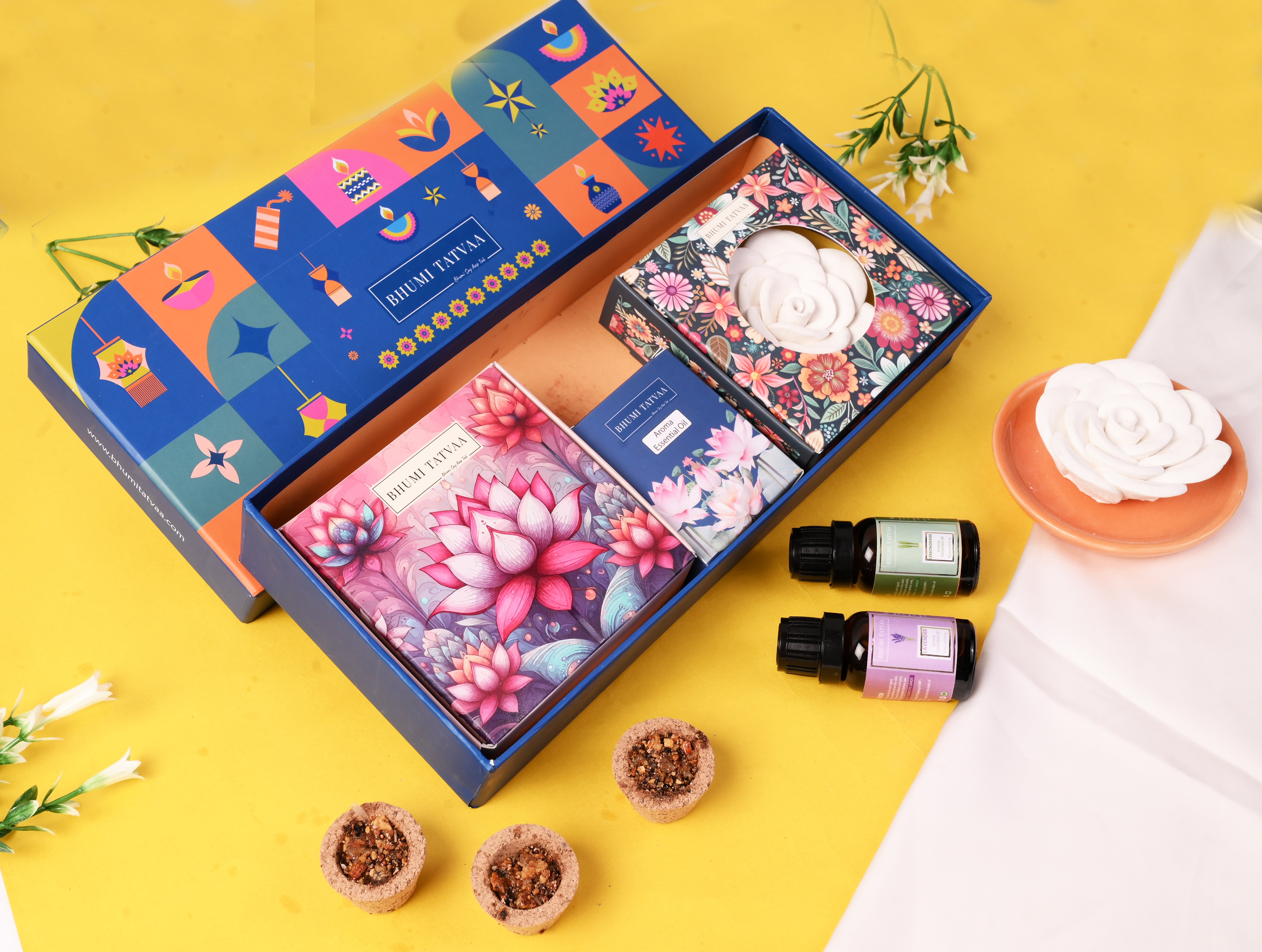 Diwali Radiance Box – Hawancups, Essential Oils & Flower Diffuser - IX
