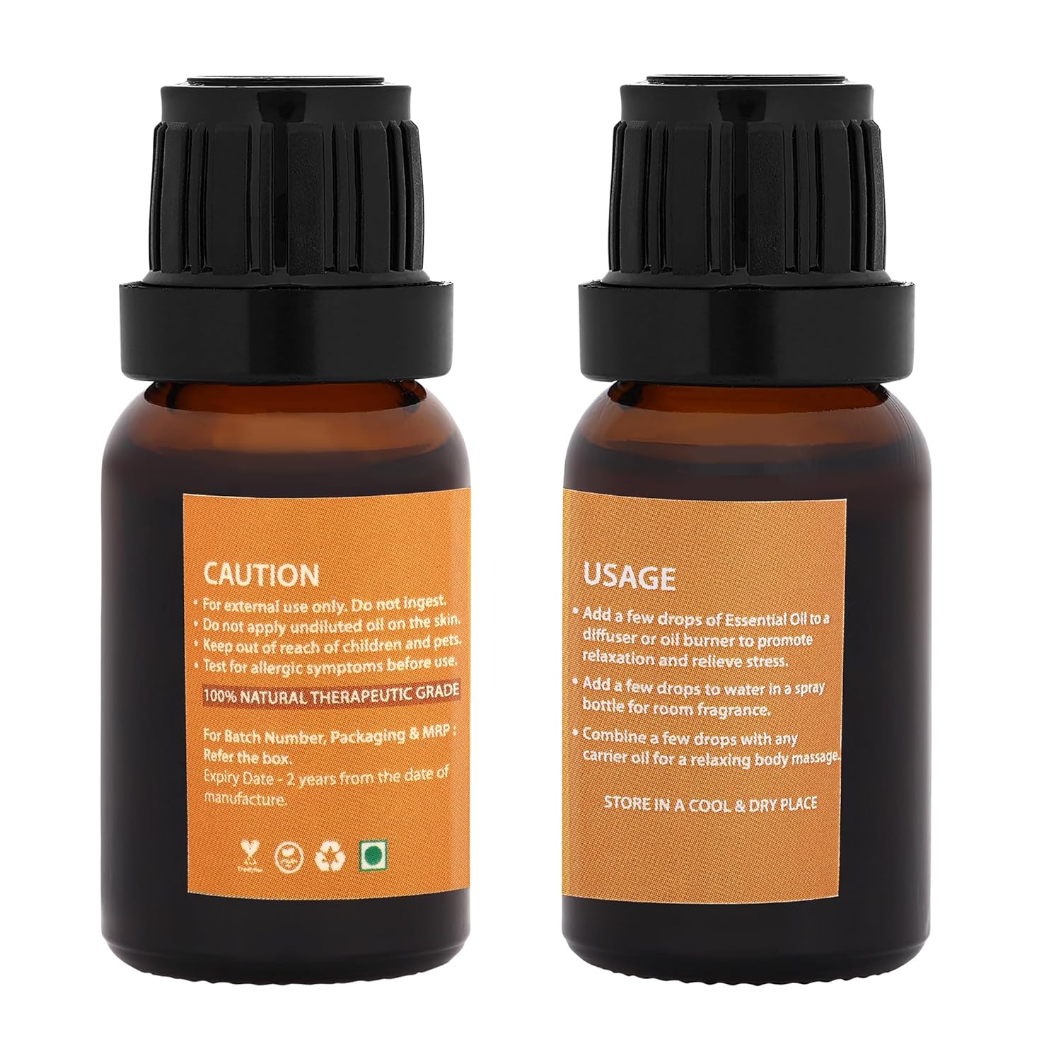 Bhumi Tatvaa Jasmine and Orange Essential Oil | Pure Aromatic Oil for Relaxing Fragrance | Ideal for Diffusers, Massage, and Everyday Use | Natural Jasmine & Orange Scent - Pack of 2 - 15ml Each