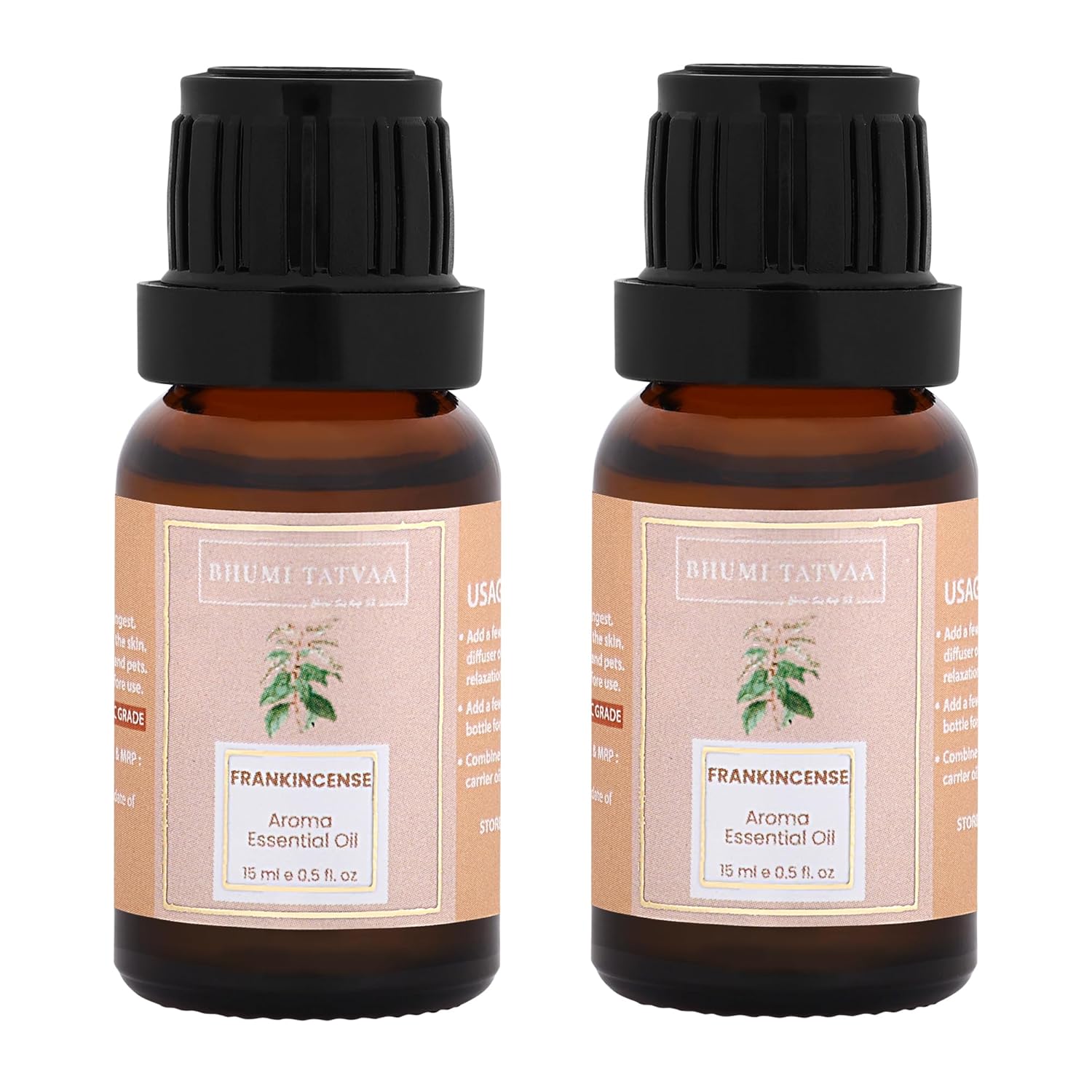 Bhumi Tatvaa Frankincense Essential Oil | Pure Aromatic Oil for Relaxing Fragrance | Ideal for Diffusers, Massage, and Everyday Use | Natural Frankincense Scent - Pack of 2 - 15ml Each