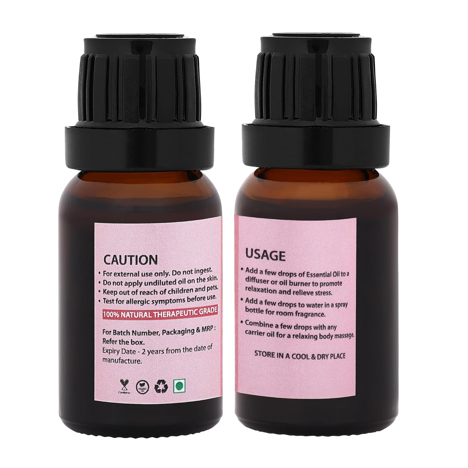 Bhumi Tatvaa Lavender and Rose Essential Oil | Pure Aromatic Oil for Relaxing Fragrance | Ideal for Diffusers, Massage, and Everyday Use | Natural Lavender & Rose Scent - Pack of 2 - 15ml Each