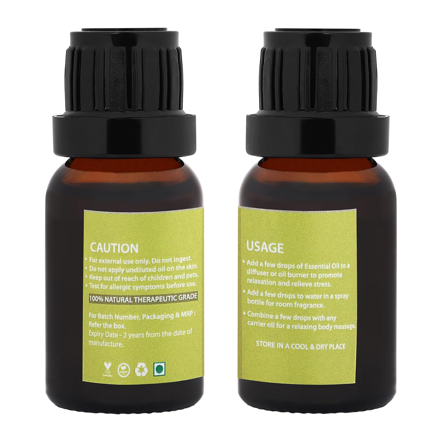 Bhumi Tatvaa Lemon Essential Oil | Pure Aromatic Oil for Relaxing Fragrance | Ideal for Diffusers, Massage, and Everyday Use | Natural Lemon Scent - Pack of 2 - 15ml Each